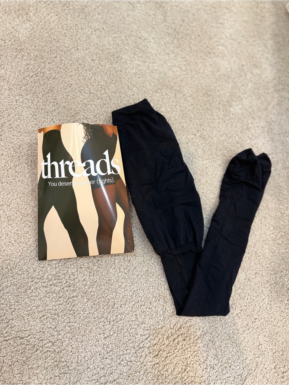 THREADS - black sheer footed tights- NWOT